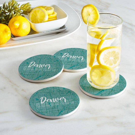 Custom City and State Set of 4 Coasters Boho Color