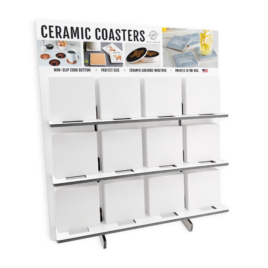Vintage Groove Mixed Square Coaster Loaded Display | 18.5x20