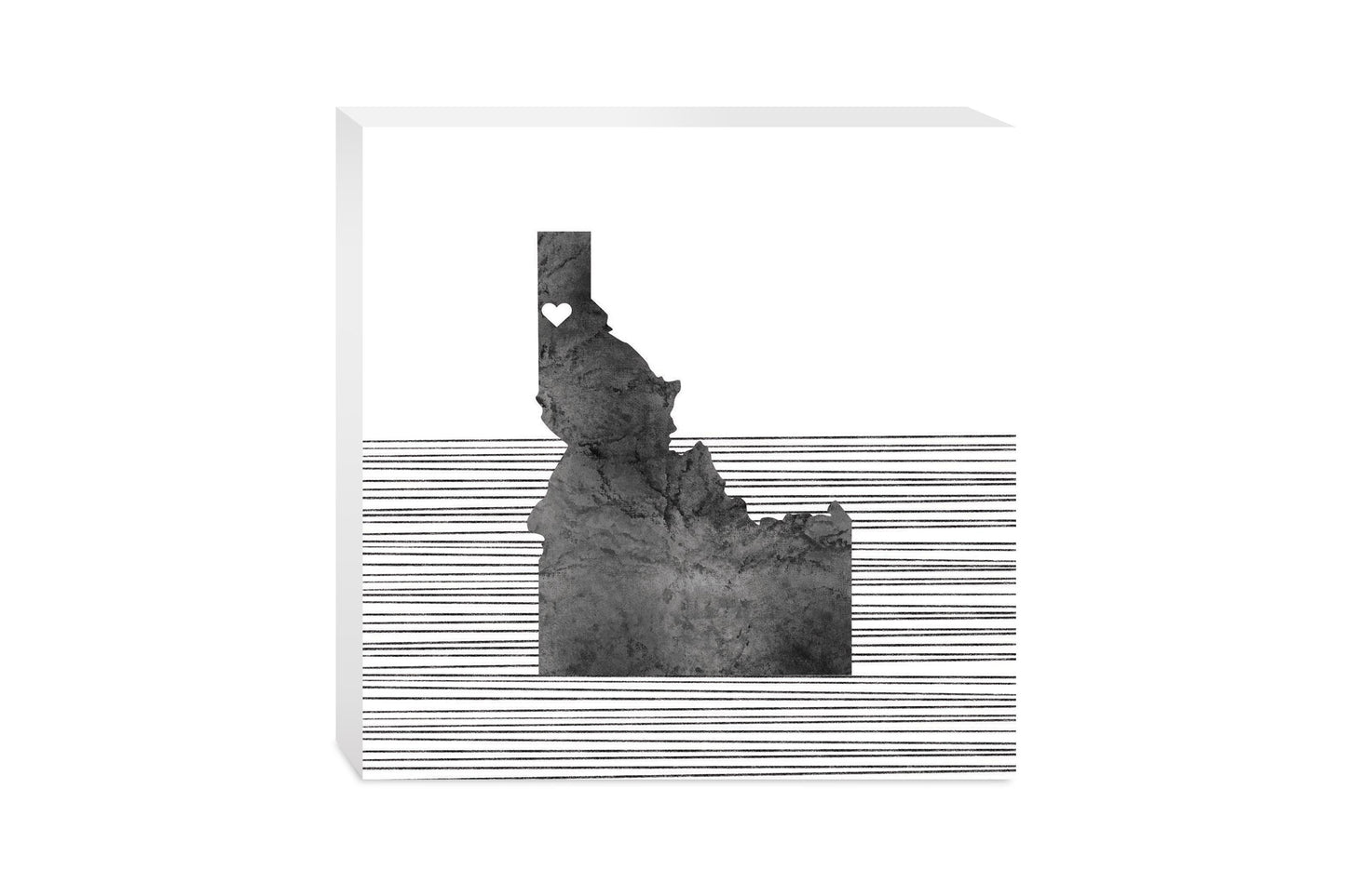 Minimalist B&W Idaho Coeur Dalene Heart Straight Lines | Wood Block | Eaches | Min 2
