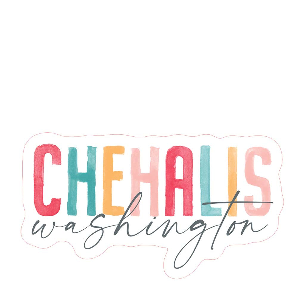 Vinyl Sticker-Watercolor City Chehalis Washington -4