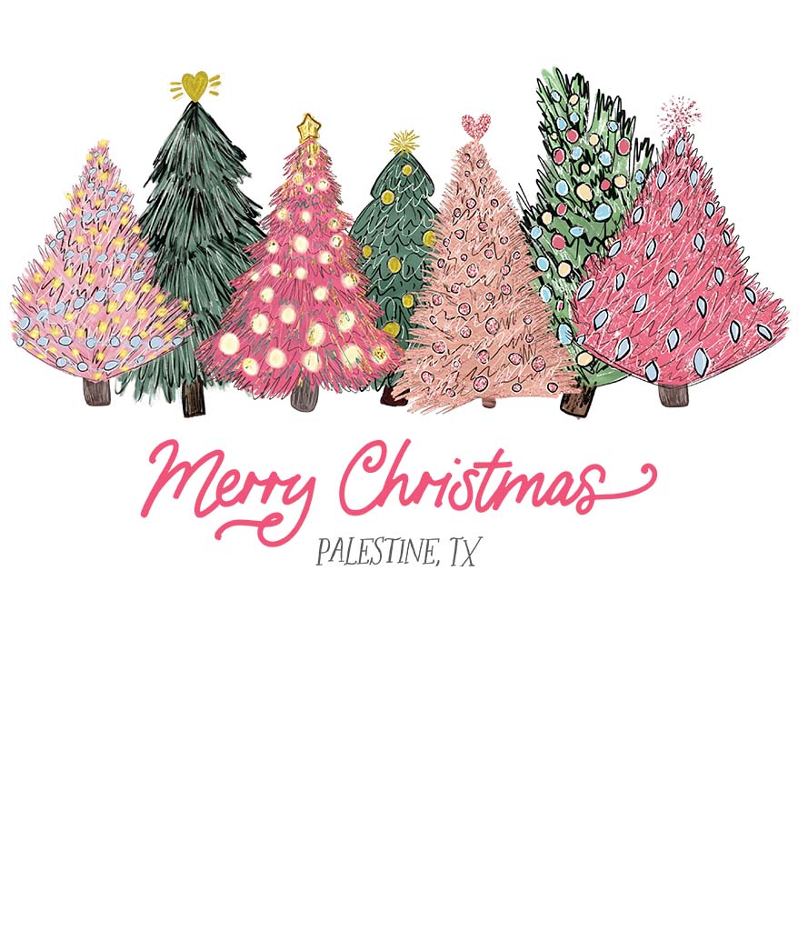 Bella Canvas T-Shirt White-Pink Trees Palestine, TX -3