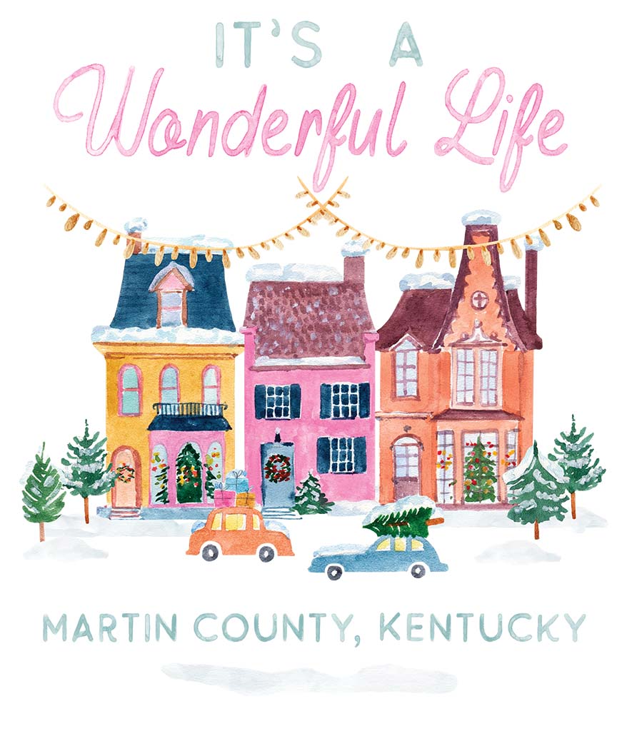Gildan Sweatshirt White-It's A Wonderful Life Martin County Kentucky -5