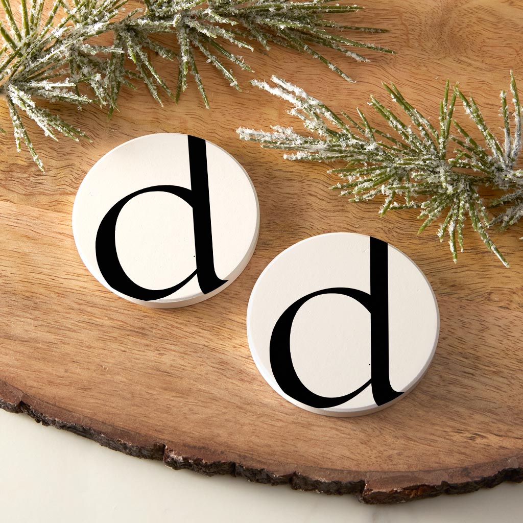 Minimalist Monogram D Circle | Absorbent Car Coasters | Set of 2 | Min 4