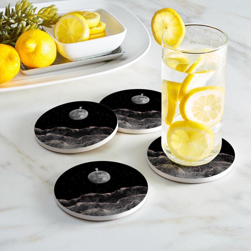 Tiny Moon Man | Absorbent Coasters | Set of 4 | Min 2