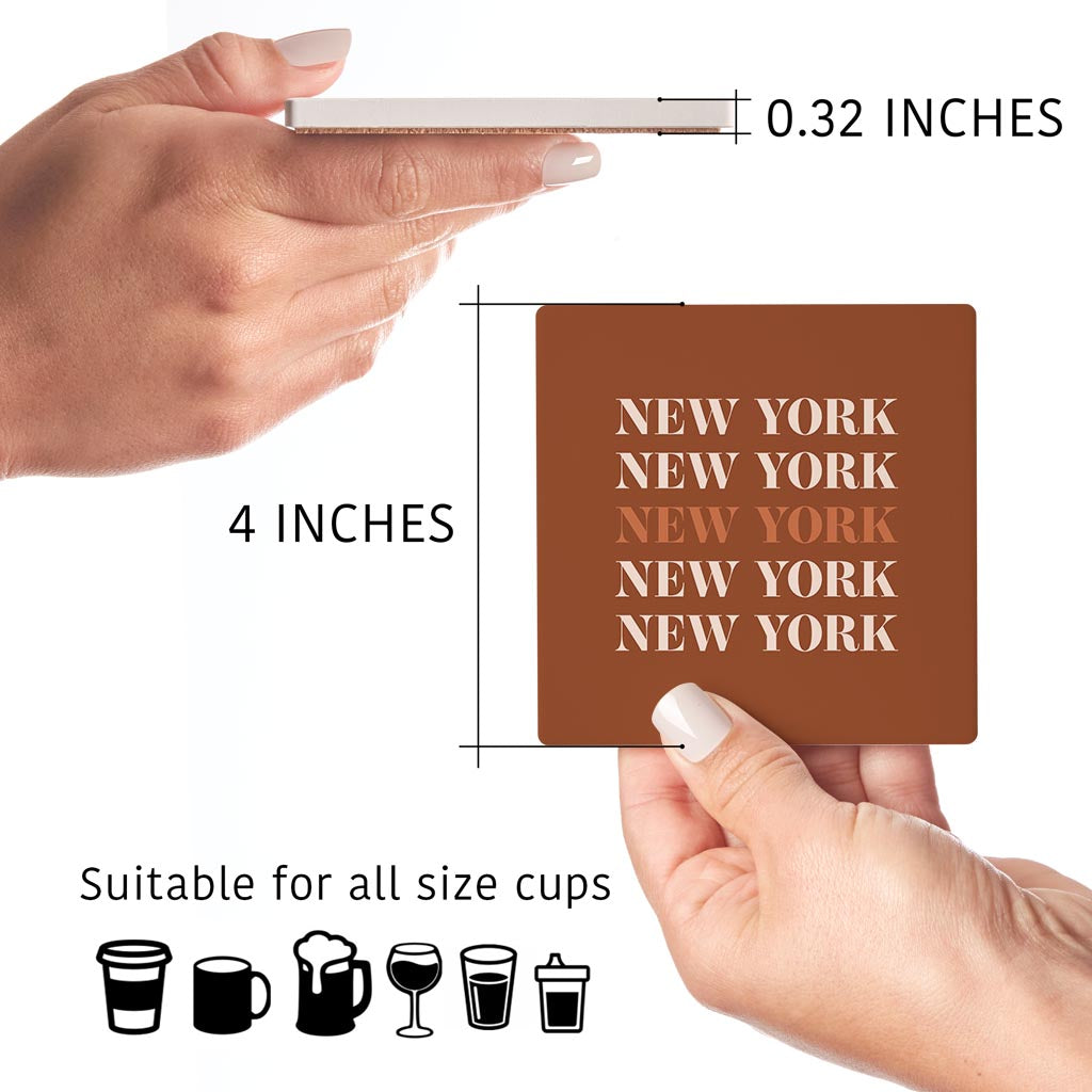 Modern Minimalist New York Repeated Dark | Absorbent Coasters | Set of 4 | Min 2