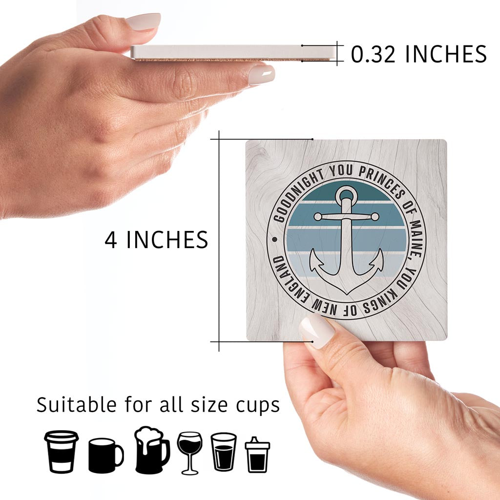 New England Anchor Saying | Absorbent Coasters | Set of 4 | Min 2