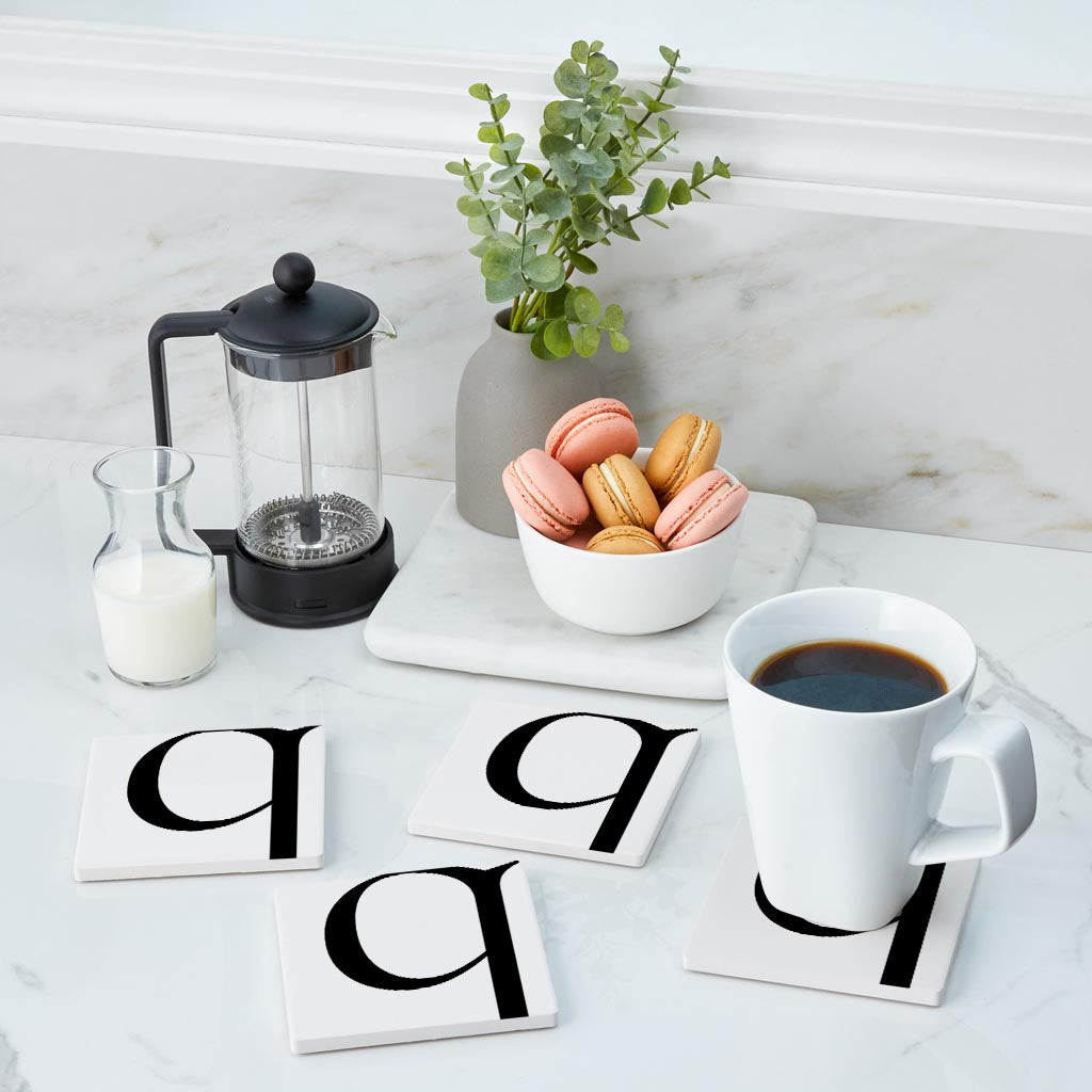 Minimal Monogram Q | Absorbent Coasters | Set of 4 | Min 2