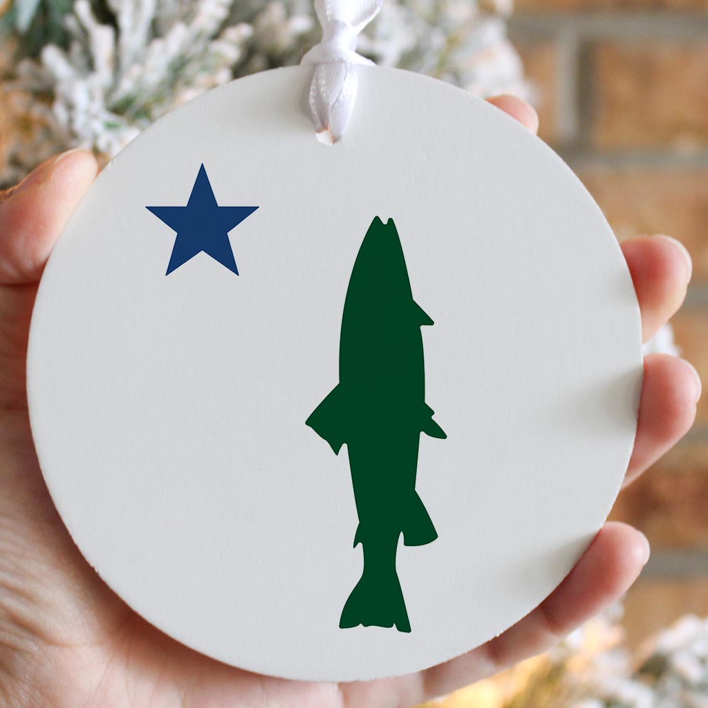 New England Star And Trout | Wood Ornament | Eaches | Min 6