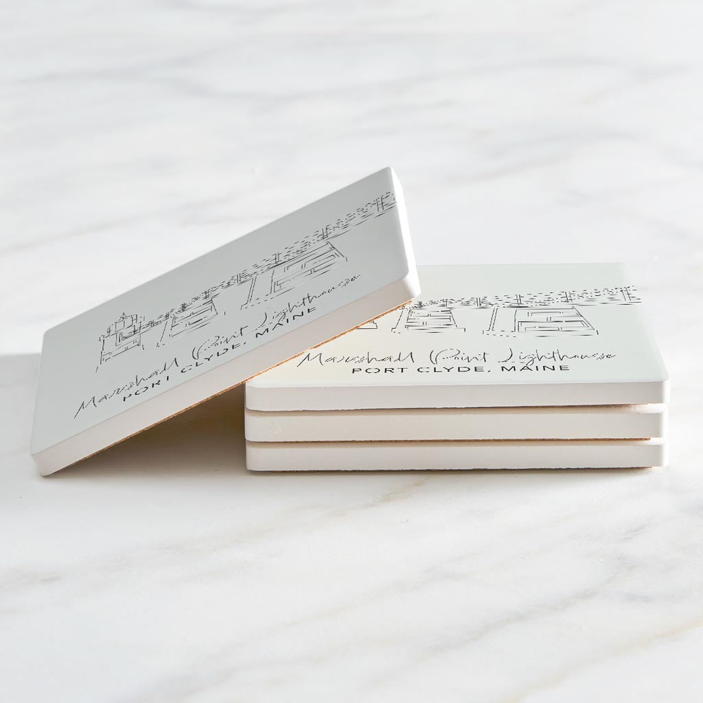 Marshall Point Lighthouse Muted Coastal | Absorbent Coasters | Set of 4 | Min 2