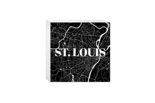 Minimalist B&W Missouri St Louis Map | Wood Block | Eaches | Min 4