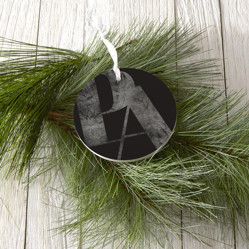 Minimalistic B&W Pennsylvania Black Initials | Wood Ornament | Eaches | Min 6