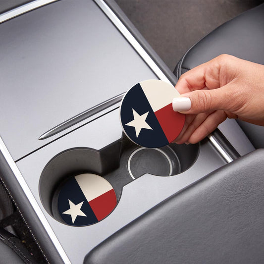 Modern Minimalist Texas Colors Flag | Absorbent Car Coasters | Set of 2 | Min 4