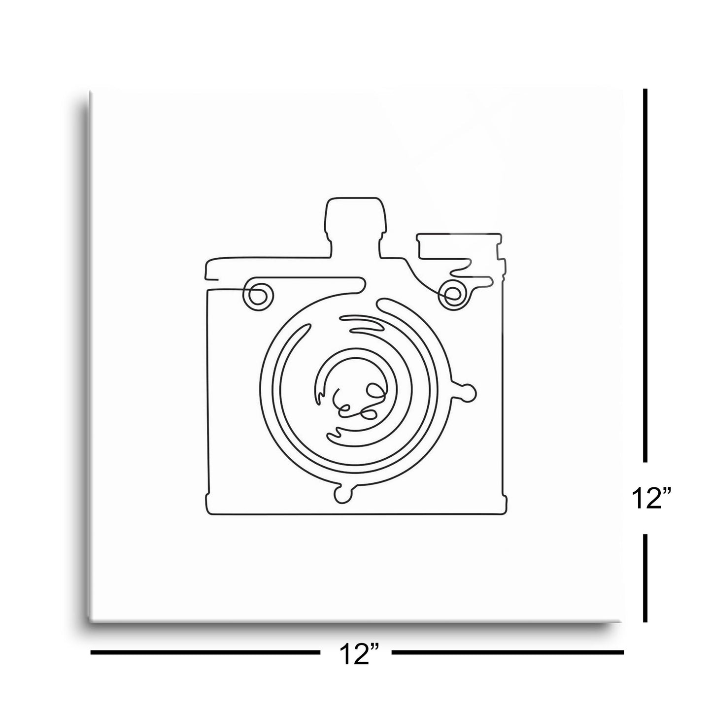 Vintage Camera Line Drawing On White | Hi-Def Glass Art | Eaches | Min 1