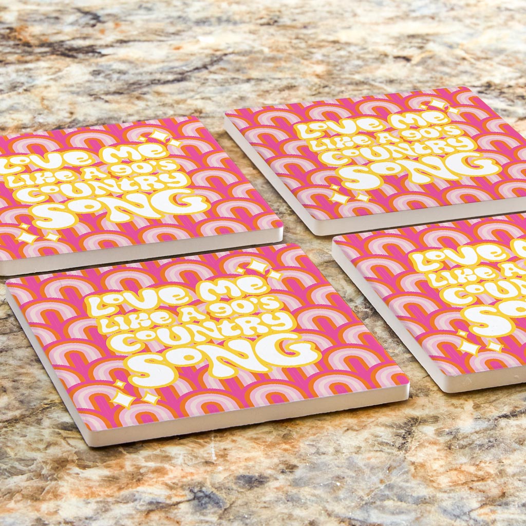 90S Country Song| Absorbent Coasters | Set of 4 | Min 2