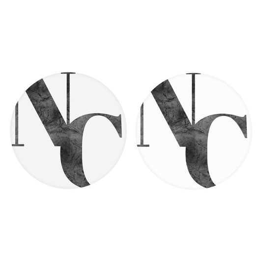 Minimalistic B&W North Carolina White Initials| Absorbent Car Coasters | Set of 2 | Min 4