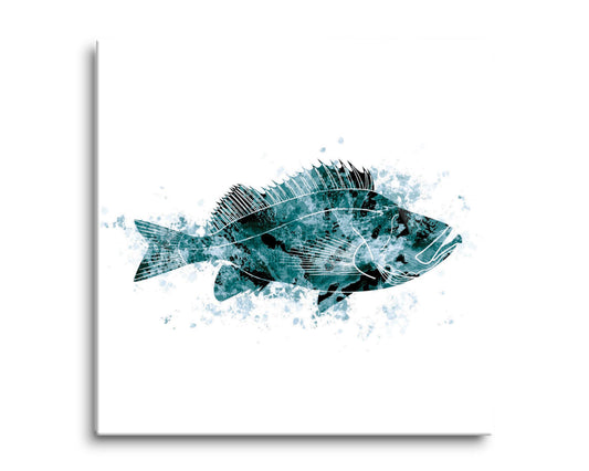 Blue White Water Color Red Fish | Hi-Def Glass Art | Eaches | Min 2