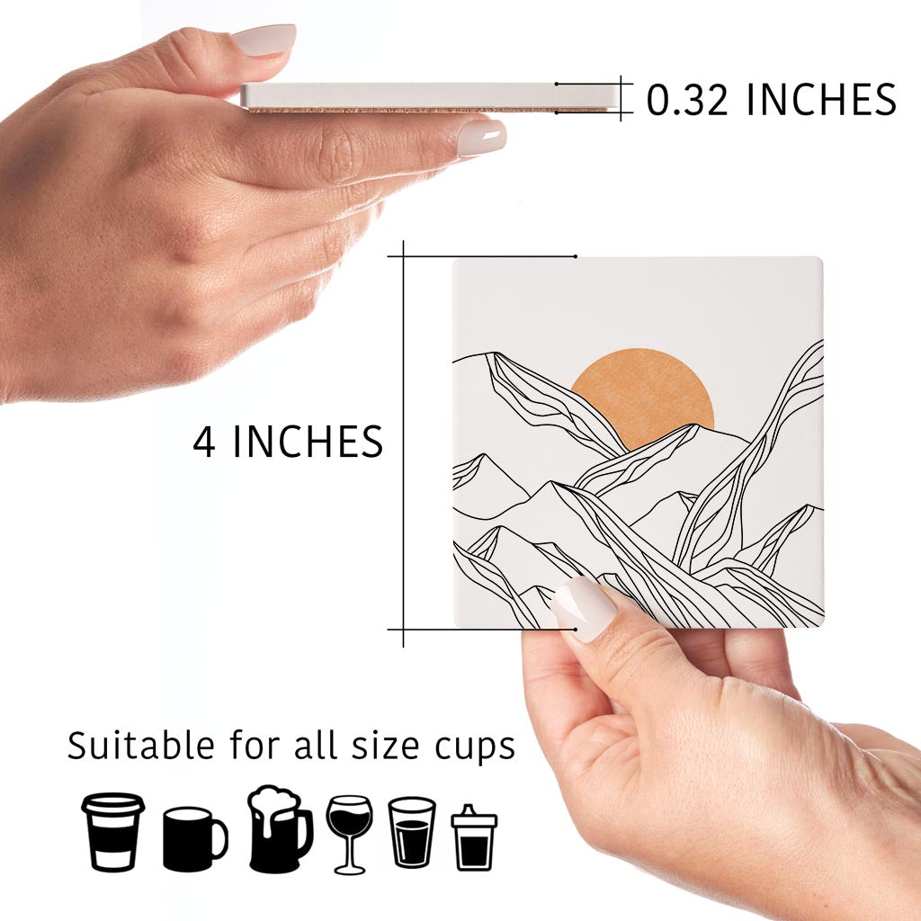 White Mountain Sun Lines | Absorbent Coasters | Set of 4 | Min 2