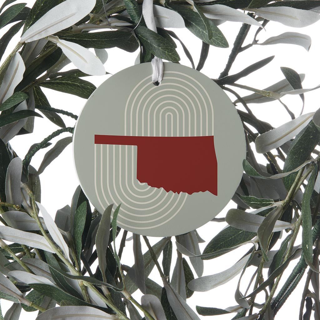 Modern Minimalist Oklahoma Retro State Shape| Wood Ornament | Eaches | Min 6