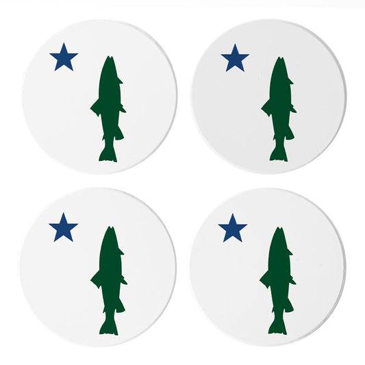 New England Star And Trout | Absorbent Coasters | Set of 4 | Min 2