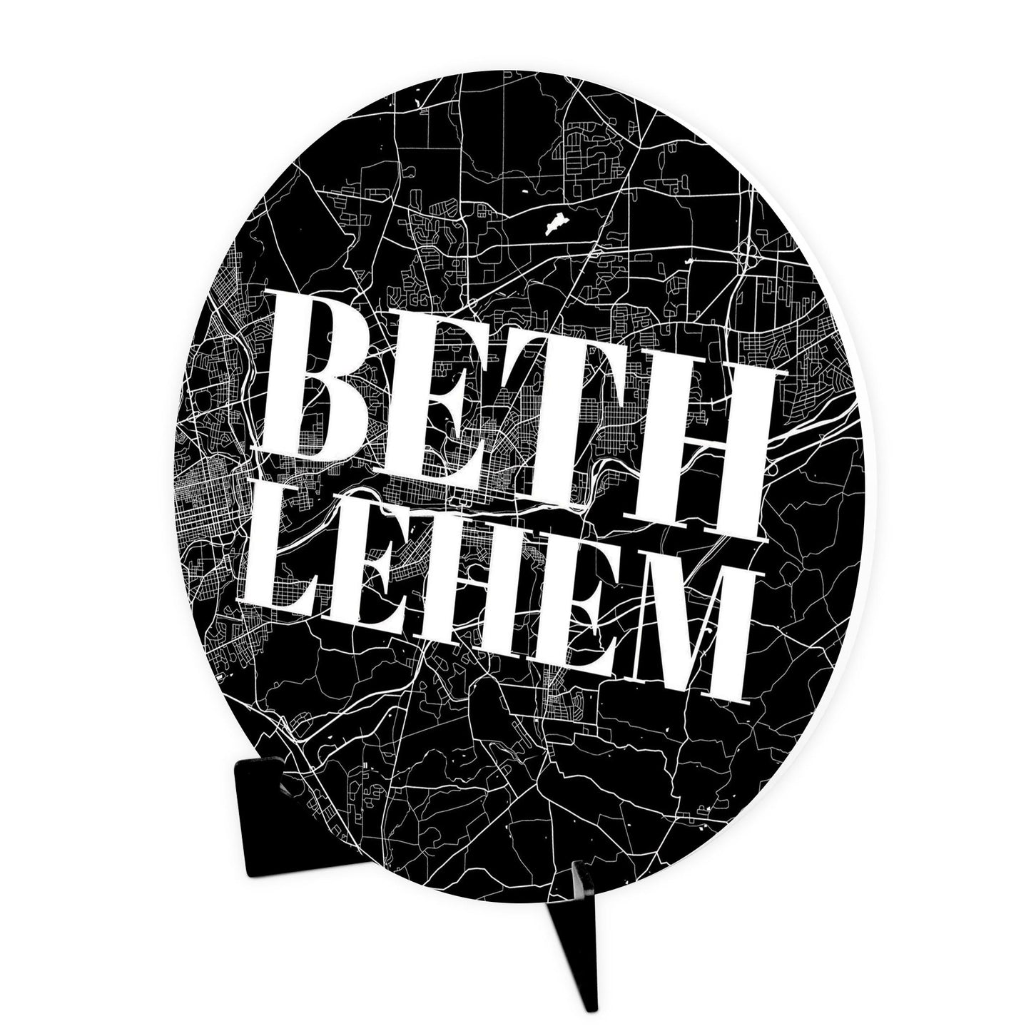 Minimalistic B&W Pennsylvania Bethlehem Map | Wood Sign | Eaches | Min 1
