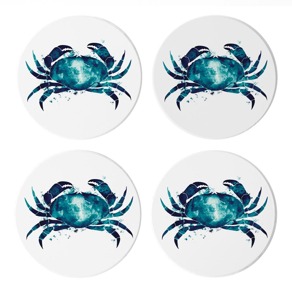 New England Water Color Crab | Absorbent Coasters | Set of 4 | Min 2
