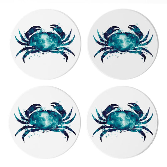 New England Water Color Crab | Absorbent Coasters | Set of 4 | Min 2