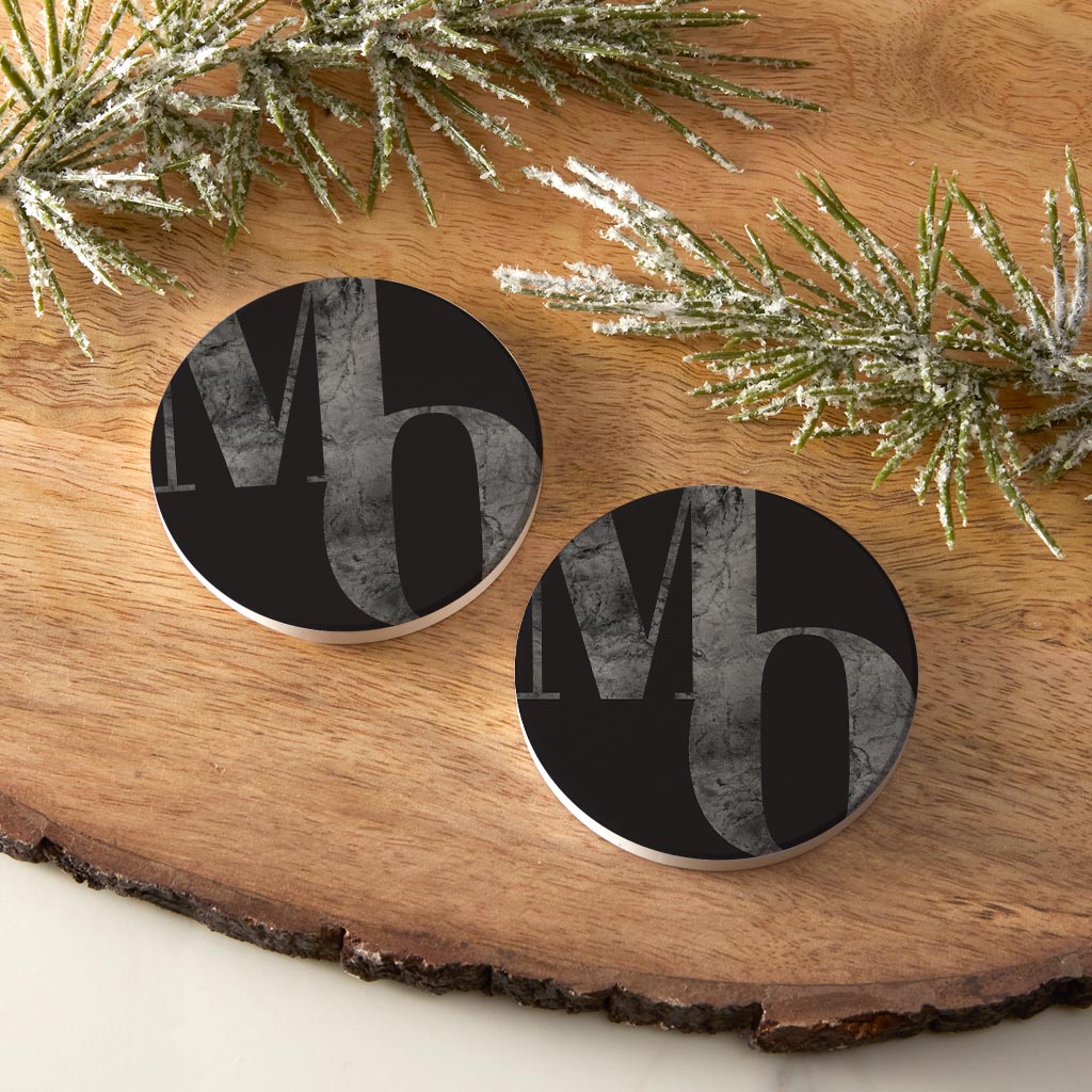 Minimalist B&W Missouri Black Initials | Absorbent Car Coasters | Set of 2 | Min 4
