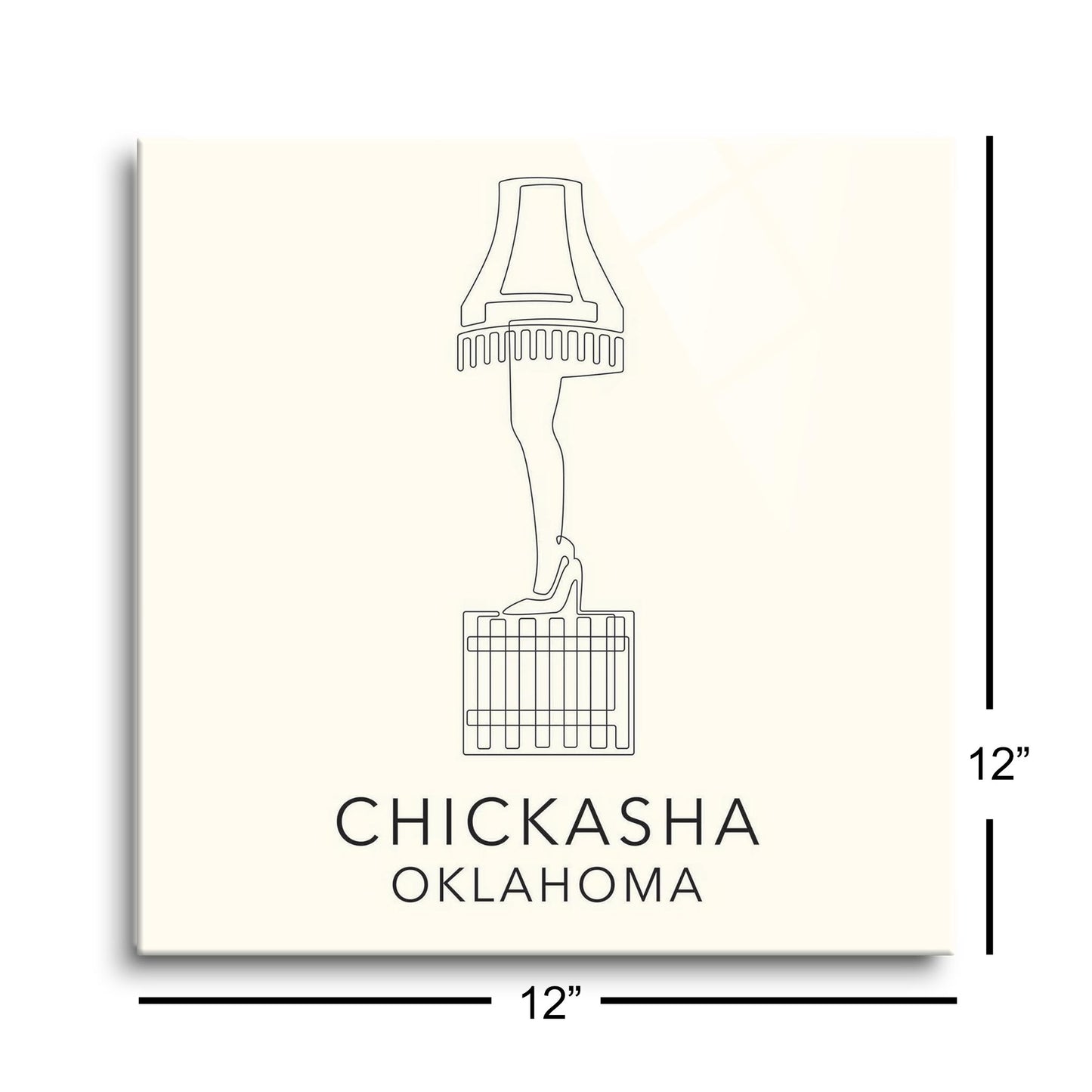 Modern Minimalist Oklahoma Chickasha Leg Lamp| Hi-Def Glass Art | Eaches | Min 1