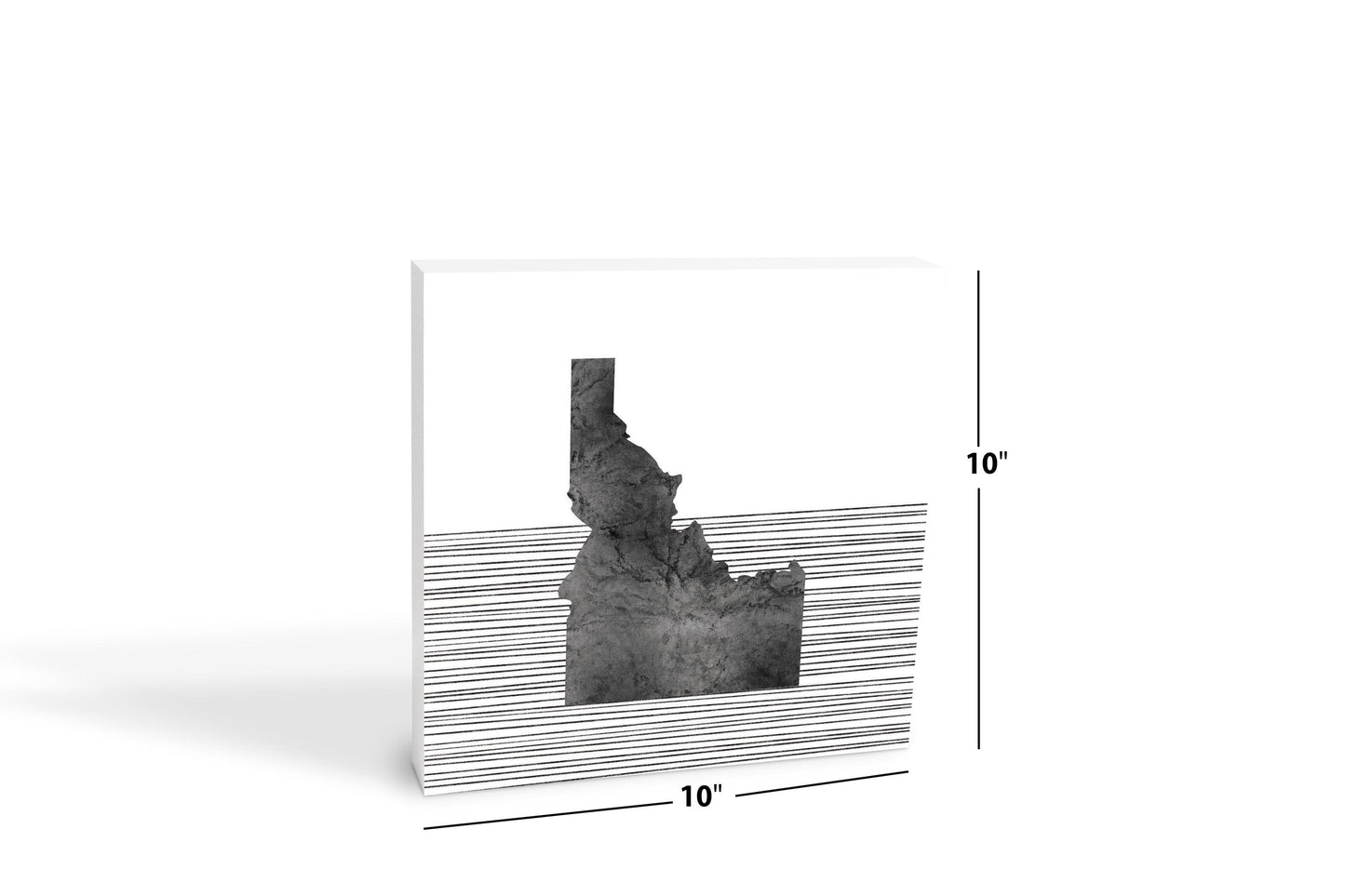 Minimalist B&W Idaho State With Straight Lines | Wood Block | Eaches | Min 2