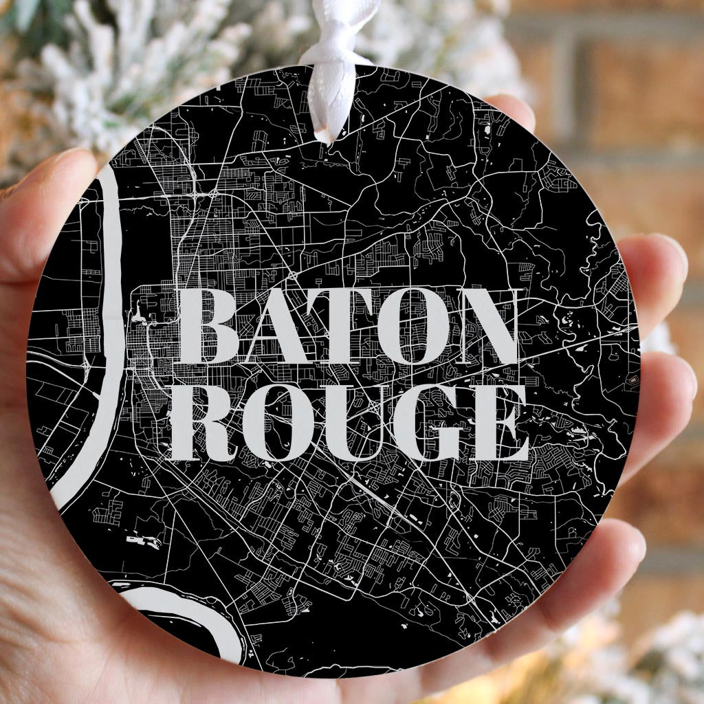 Modern Louisiana Baton Rouge Map| Wood Ornament | Eaches | Min 6
