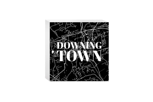 Minimalistic B&W Pennsylvania Downingtown Map | Wood Block | Eaches | Min 4