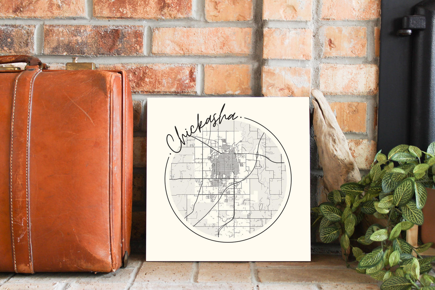 Modern Minimalist Oklahoma Chickasha Map | Wood Sign | Eaches | Min 2