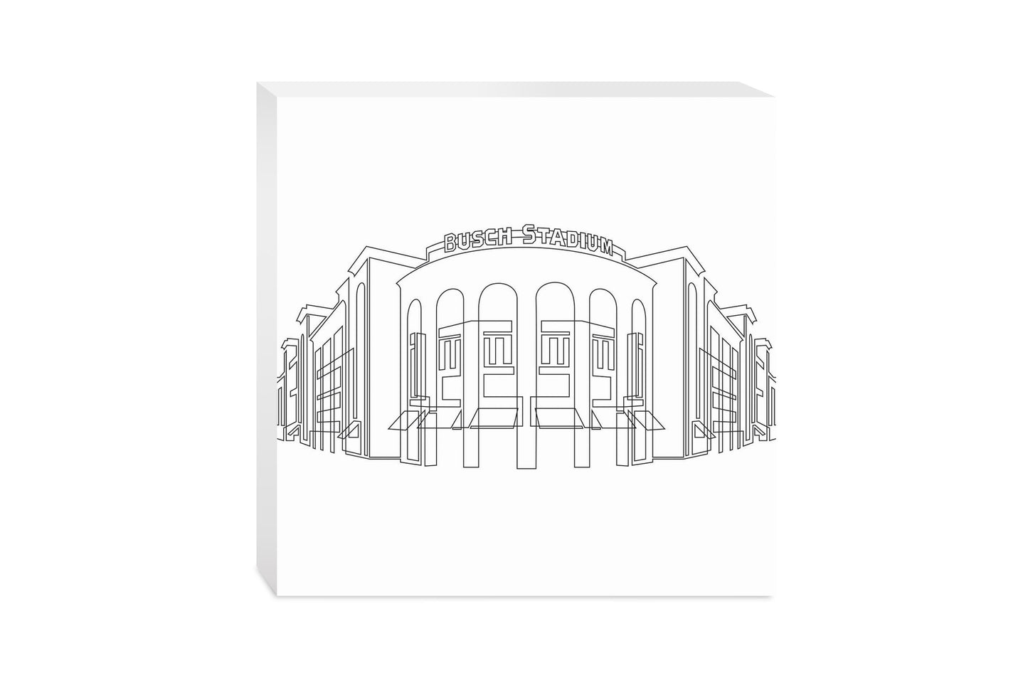 Minimalist B&W Missouri Busch Stadium Line Drawing | Wood Block | Eaches | Min 2