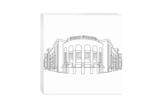 Minimalist B&W Missouri Busch Stadium Line Drawing | Wood Block | Eaches | Min 2