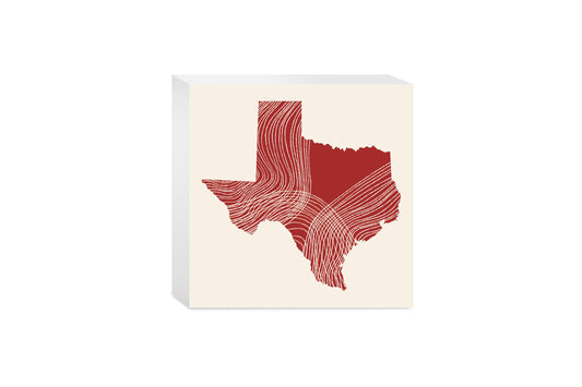 Modern Minimalist Texas Fluid Line State Shape | Wood Block | Eaches | Min 4