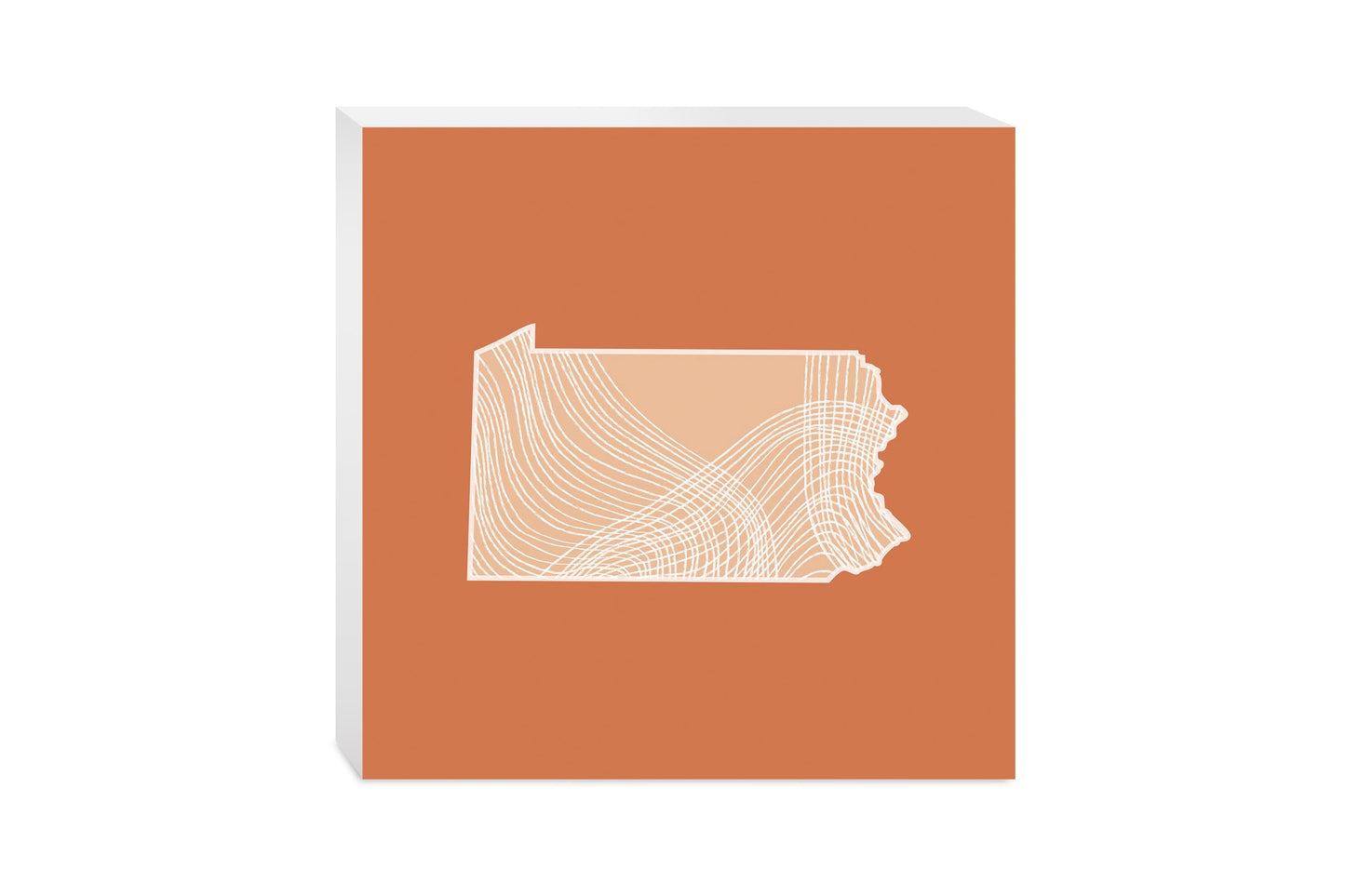 Modern Minimalist Pennsylvania State Lines Light | Wood Block | Eaches | Min 2