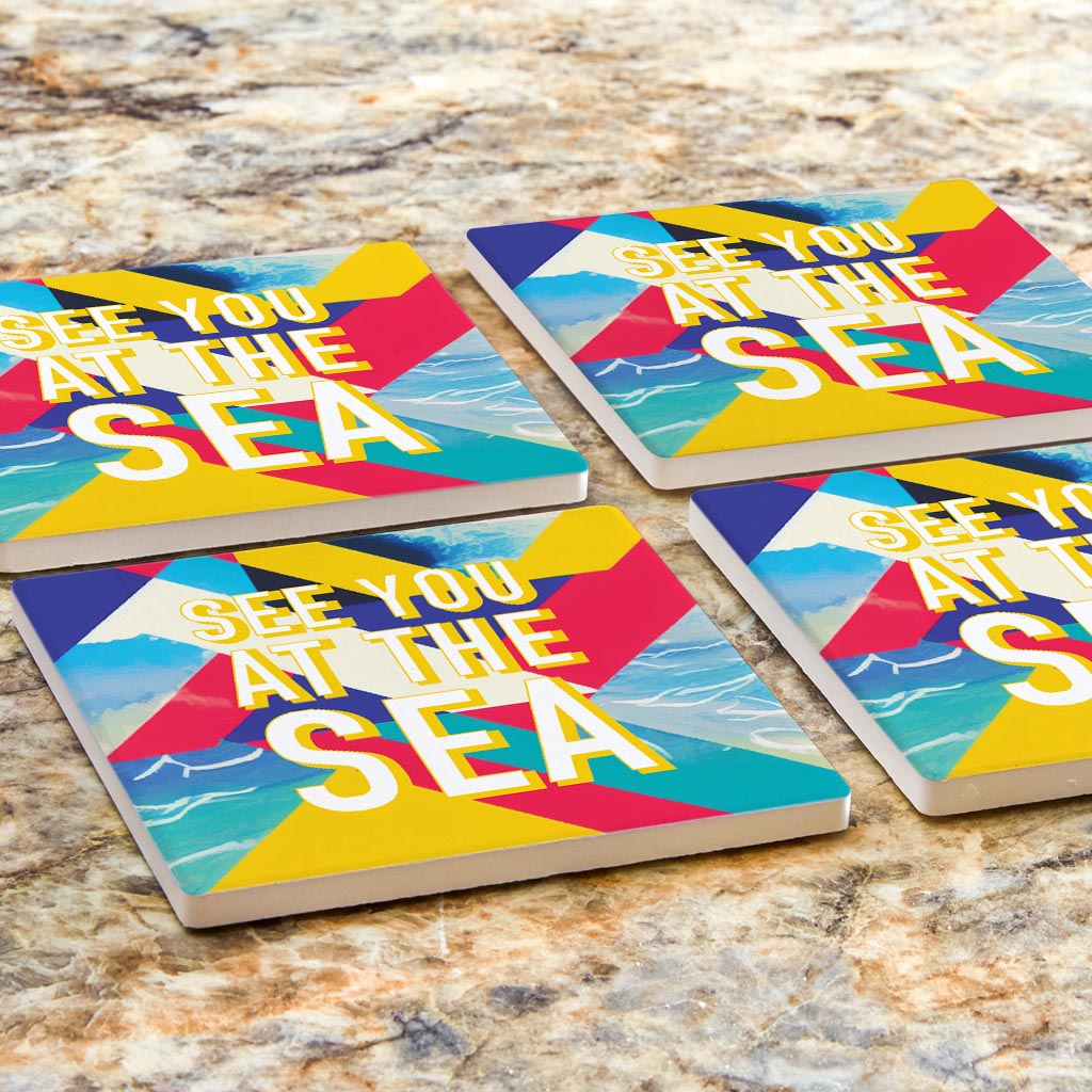 See You At The Sea | Absorbent Coasters | Set of 4 | Min 2