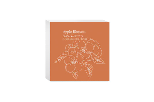 Modern Minimalist Arkansas Single Line Apple Blossoms | Wood Block | Eaches | Min 4