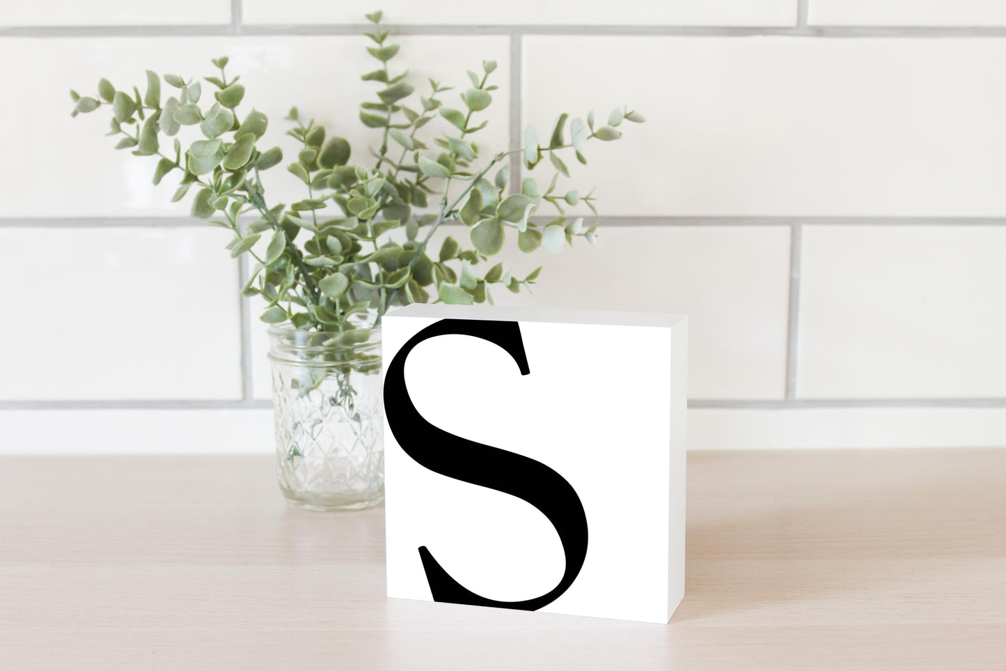 Minimal Monogram S| Wood Block | Eaches | Min 4