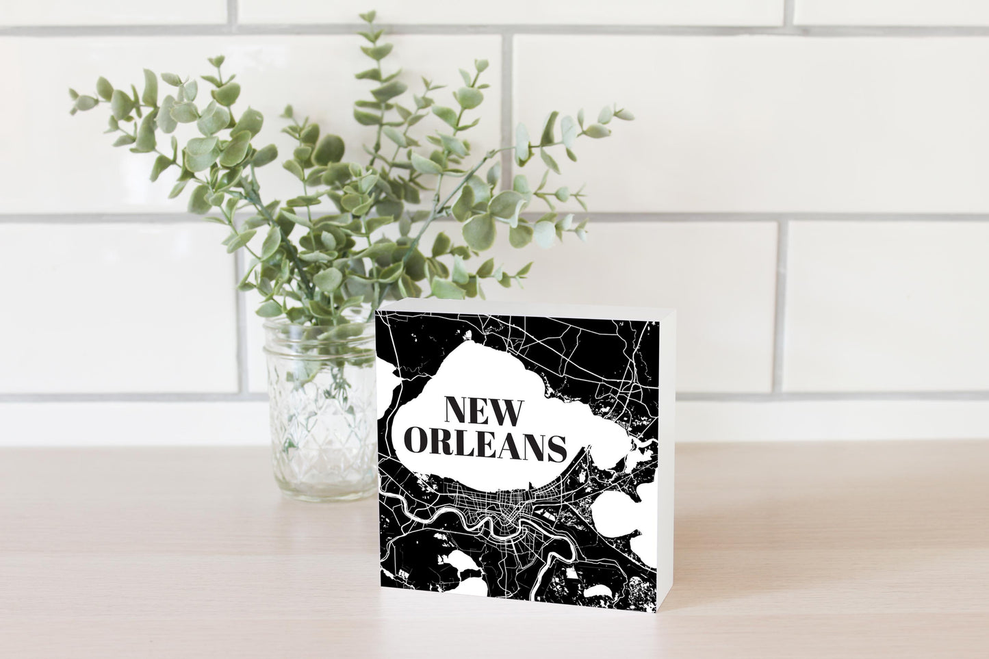 Modern Louisiana New Orleans Map | Wood Block | Eaches | Min 4
