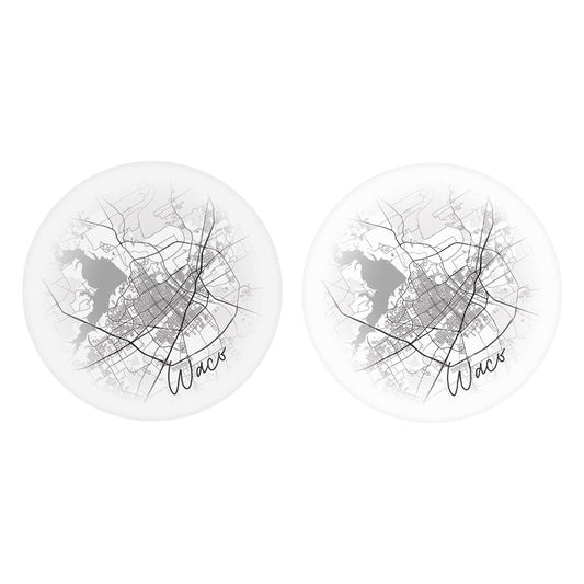 Minimalistic B&W Texas Waco Circle Map | Absorbent Car Coasters | Set of 2 | Min 4