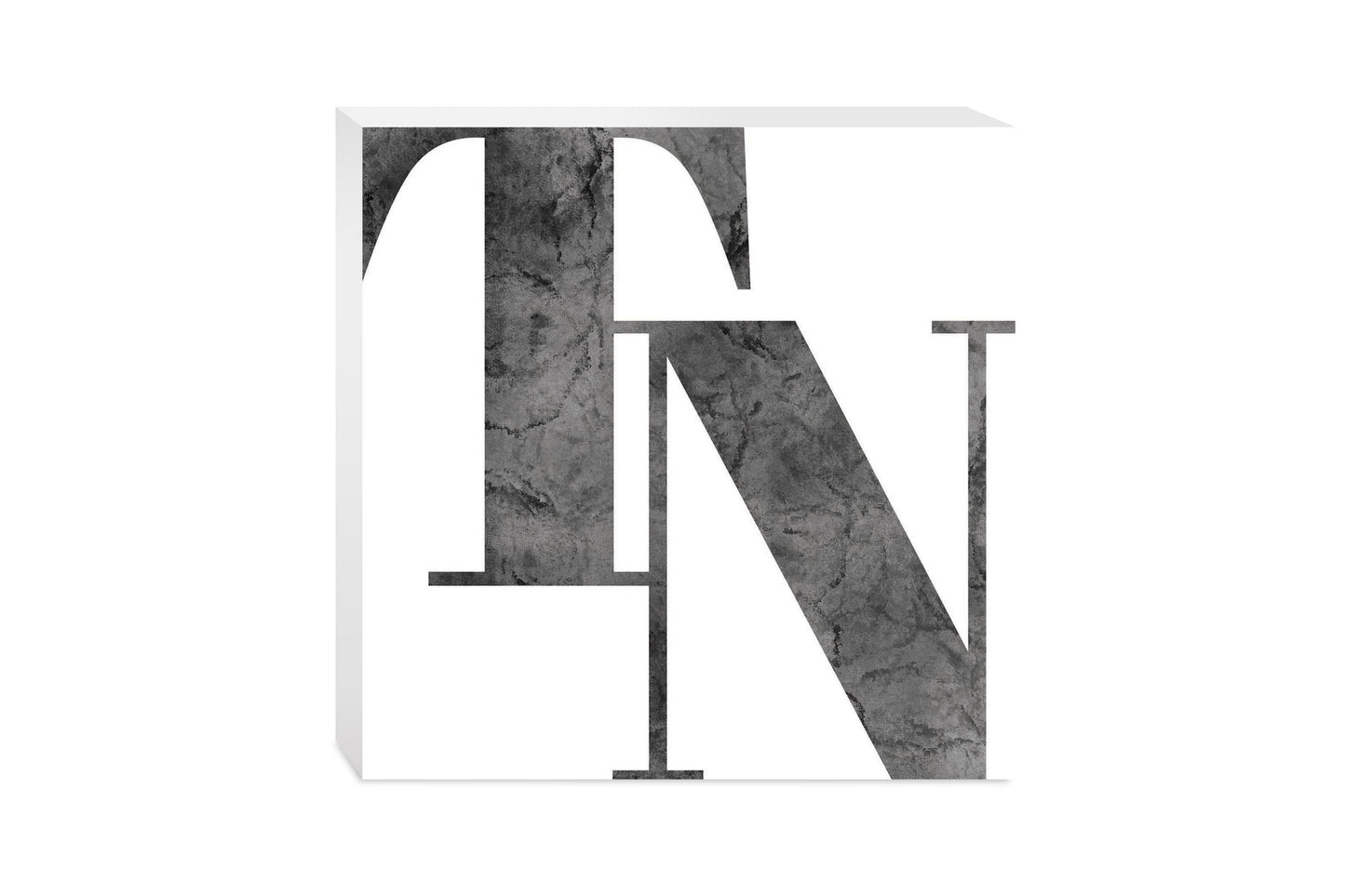 Minimalist B&W Tennessee White Initials | Wood Block | Eaches | Min 2