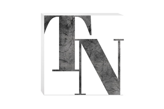 Minimalist B&W Tennessee White Initials | Wood Block | Eaches | Min 2