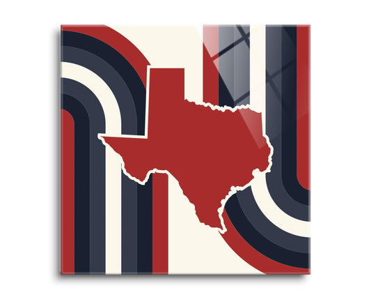 Modern Minimalist Texas Colors Retro Shape | Hi-Def Glass Art | Eaches | Min 2