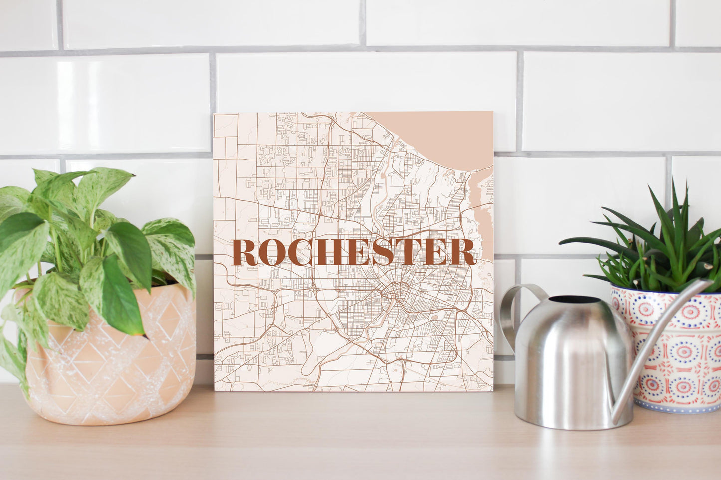 Modern Minimalist New York Rochester Map | Wood Sign | Eaches | Min 2