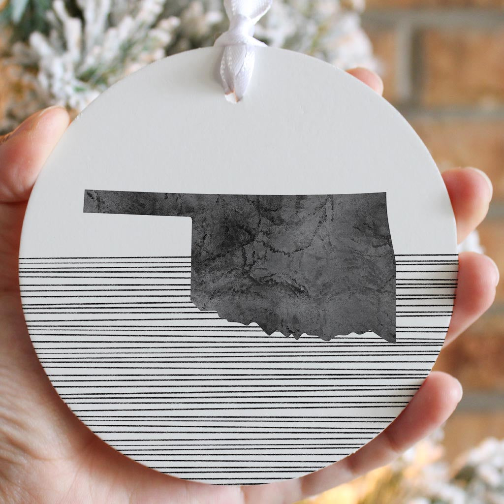 Modern Oklahoma State Shape With Straight Lines| Wood Ornament | Eaches | Min 6