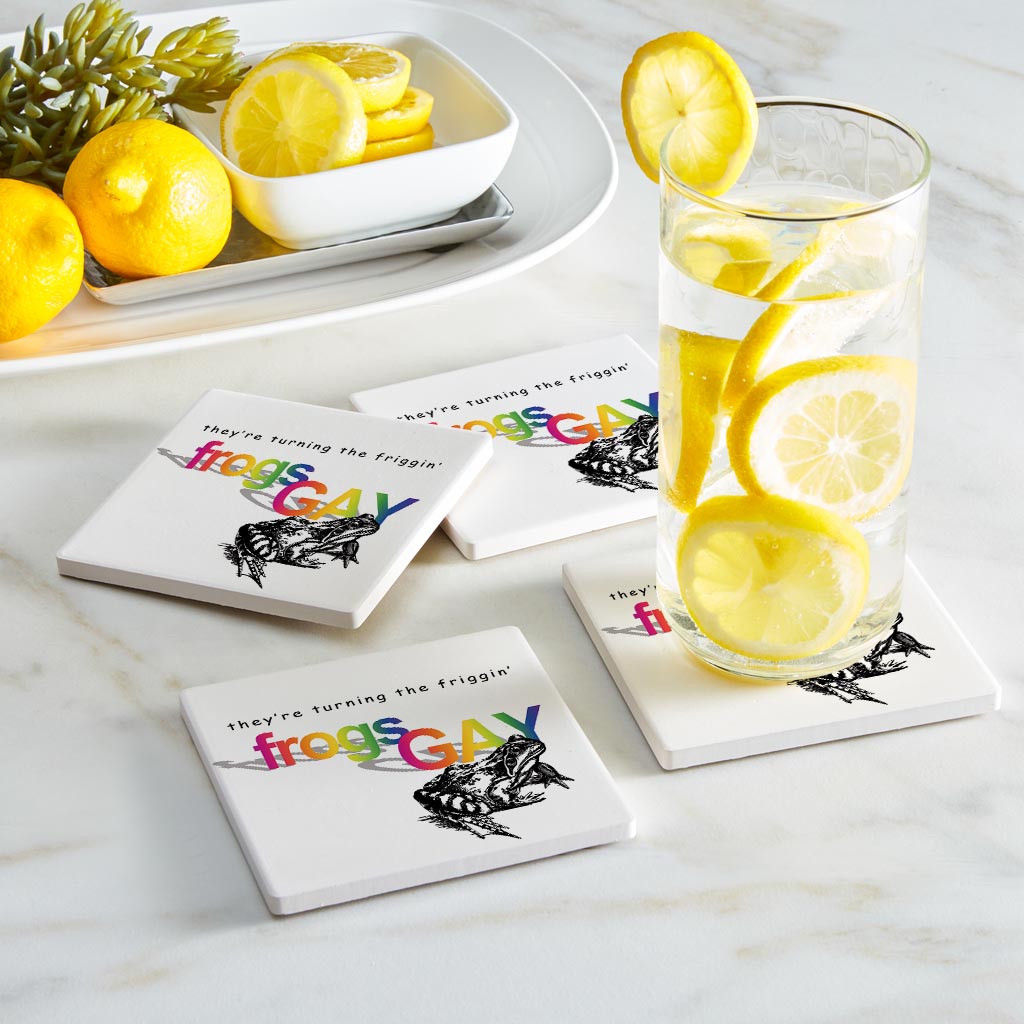 Theyre Turning The Frogs Gay | Absorbent Coasters | Set of 4 | Min 2