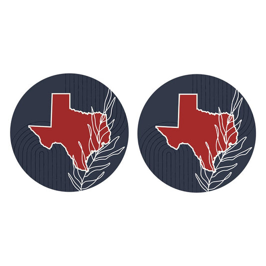 Modern Minimalist Texas Colors Shape Leaf | Absorbent Car Coasters | Set of 2 | Min 4