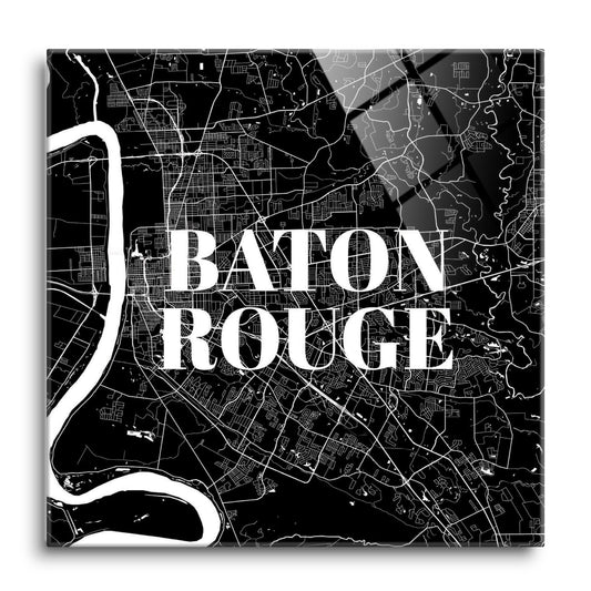 Modern Louisiana Baton Rouge Map | Hi-Def Glass Art | Eaches | Min 1