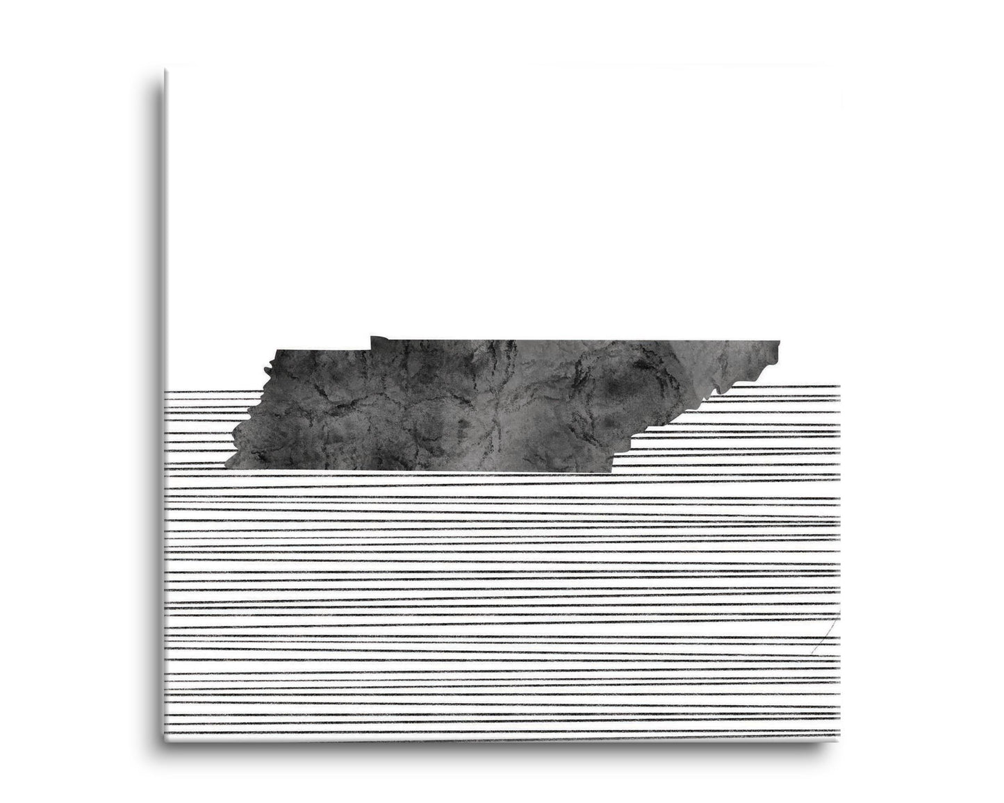 Minimalist B&W Tennessee State With Straight Lines | Hi-Def Glass Art | Eaches | Min 2